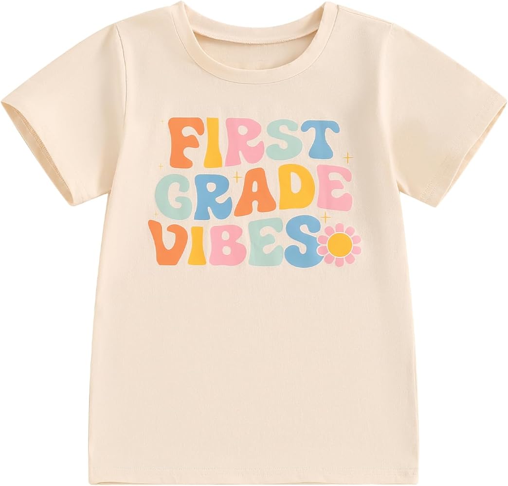 PRE-K Vibes/Kindergarten Vibes/First Grade Vibes, Back to School Shirt First Day of School Toddler Girl Boy Tees