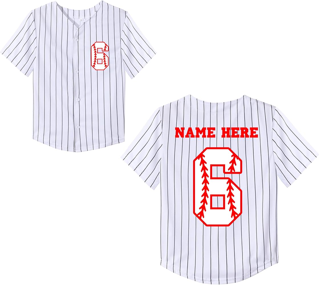 Custom Kids Baseball Jersey Number 5 6 7 8 Print Shirt Customized Name Baseball Shirts