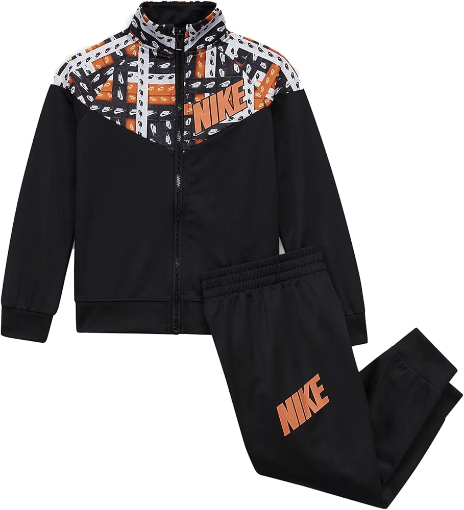 Nike Boy`s Jacket and Pants 2 Piece Set (Black(76G735-023)/Orange, 2T)