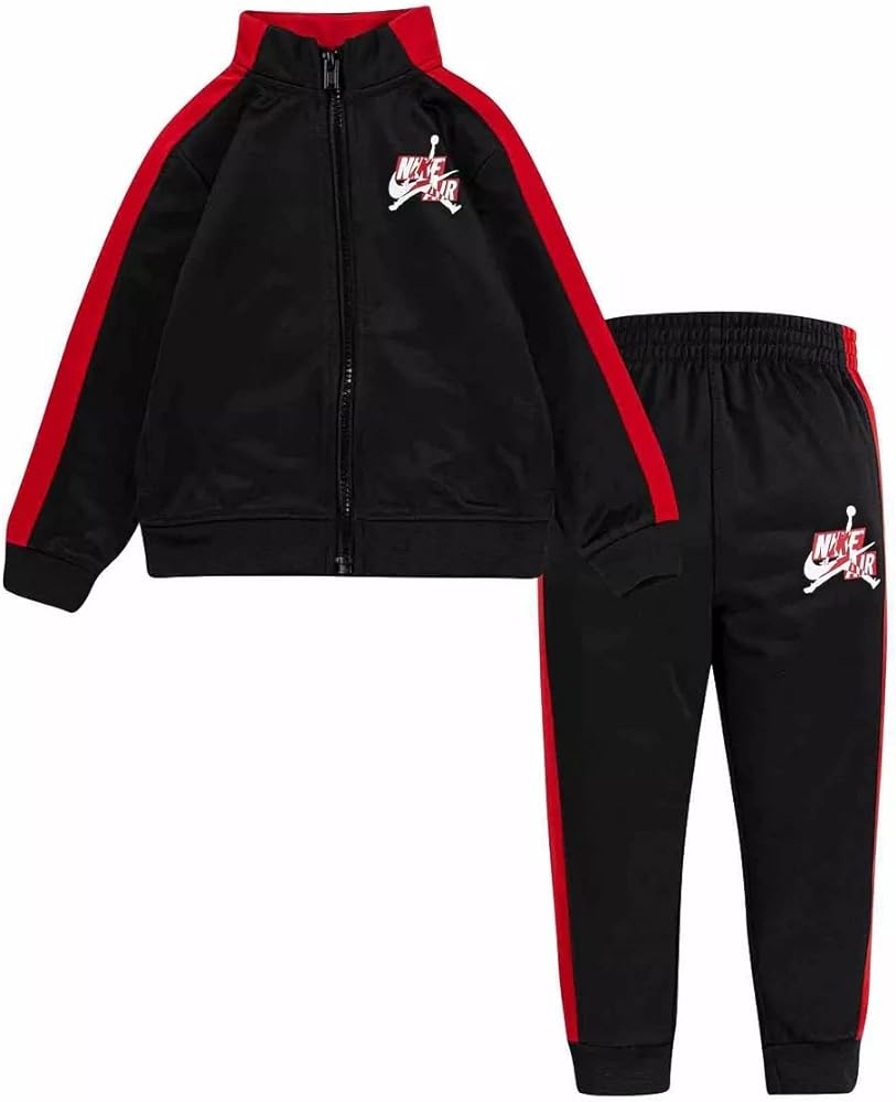 Jordan Big Boy Classics Tricot Full Zip Jacket And Jogger Pants 2 Piece Set (B(958509-023)/R, Small)