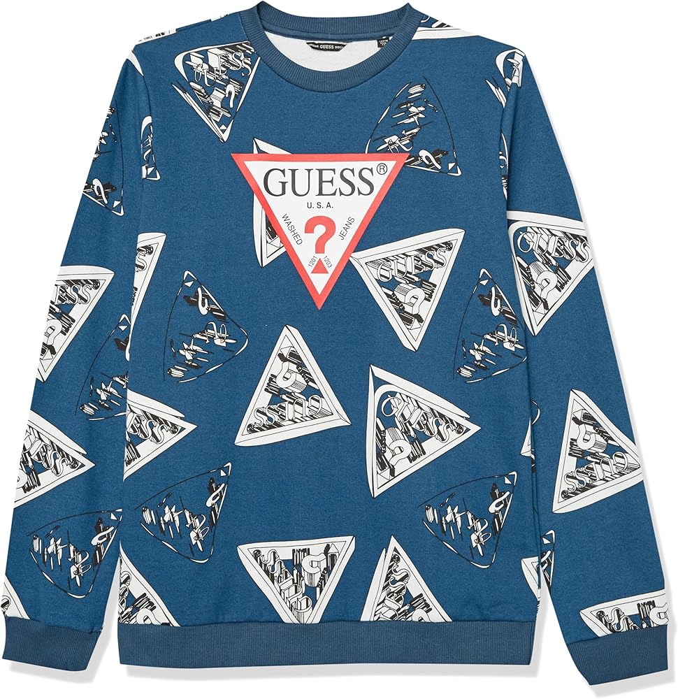 GUESS Boys' Organic Cotton French Terry Logo Sweatshirt