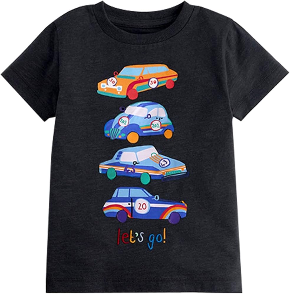 Toddler Boy Summer T Shirts Cartoon Car Graphic Round Neck Casual Tees Fashion Short Sleeve Tops Kids Summer T Shirt Clothes