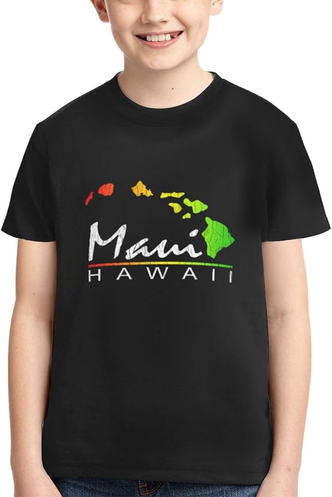 Maui Hawaiian Islands Shirts Youth Short-Sleeve T-Shirts Active T Athletic Tops Tee for Boys & Girls