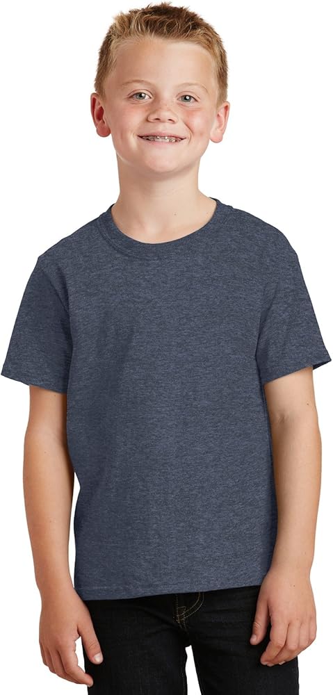 Port & Company Youth Core Cotton Tee Heather Navy