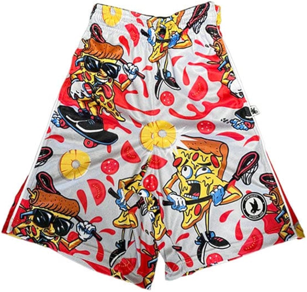 Flow Society Slice of Flow Pizza Boys Lacrosse Shorts | Boys LAX Shorts | Lacrosse Shorts for Boys | Kids Athletic Shorts