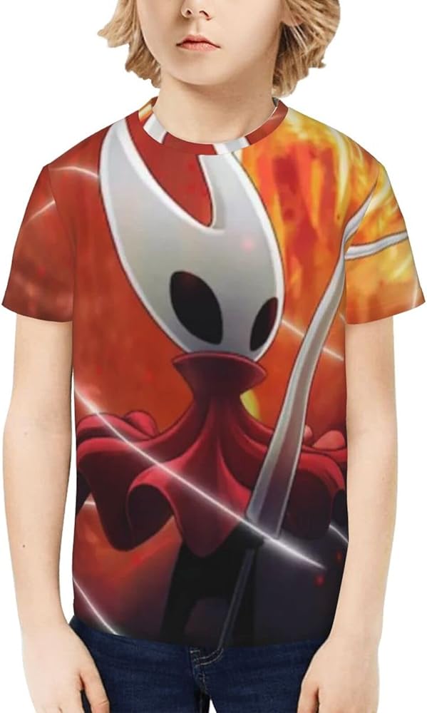 Hollow Gaming Knight Unisex Graphic T-Shirts Crewneck Summer Shirt Short Sleeve Tops Blouse for Boys Girls