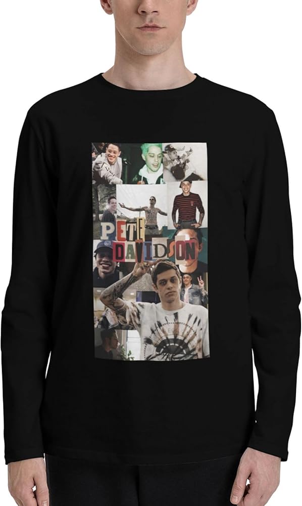 Pete Davidson T Shirts Mens Loose Fit Casual Athletic Long Sleeve O-Neck Cotton T Shirts Tops