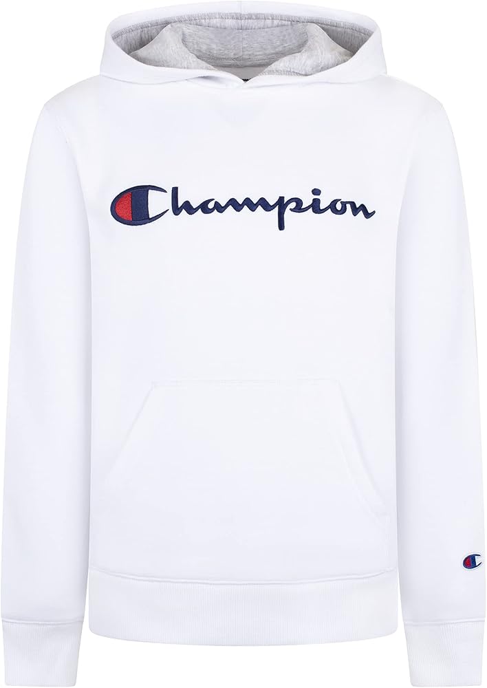 Champion Kids Clothes Sweatshirts Youth Heritage Fleece Pull On Hoody Sweatshirt with Hood (Small, White)