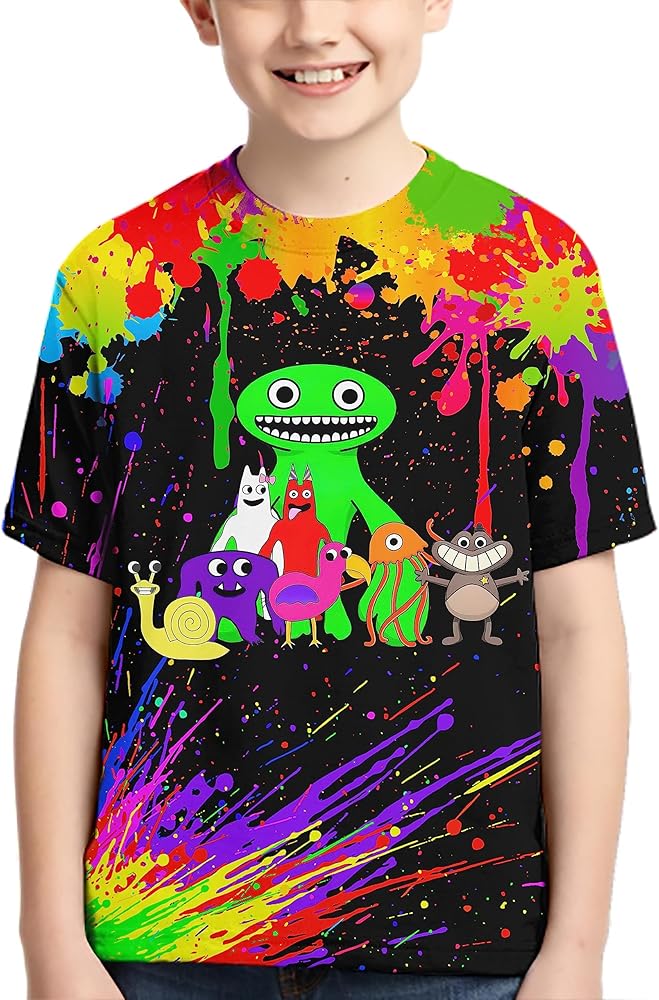 Garten Game T-Shirt Horror Cartoon Round Neck Shirt for Boys and Girls