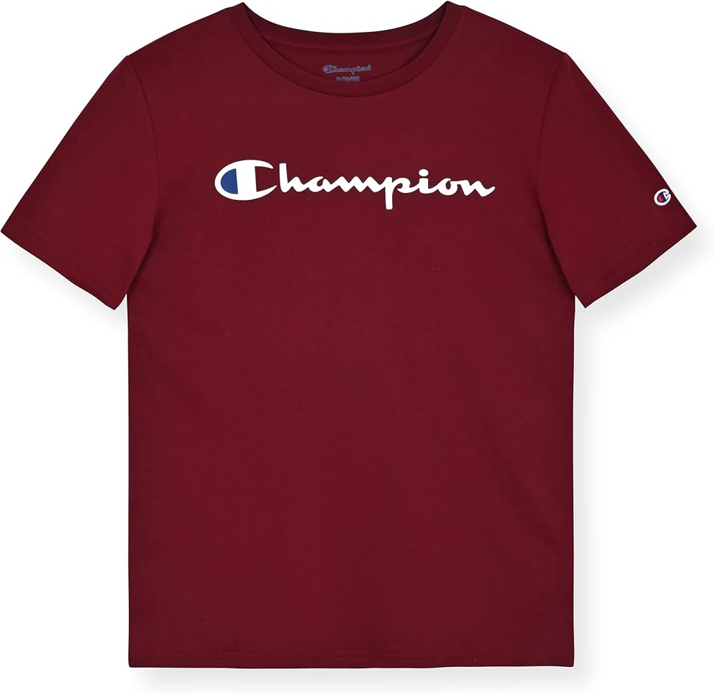 Champion Boys T-Shirt, Kids' T-Shirt For Boys, Lightweight Tee for Kids, Script & Print