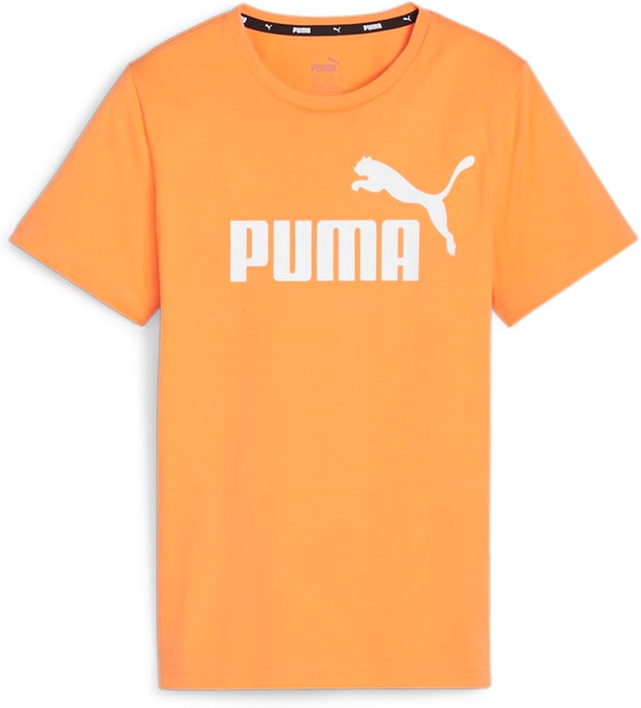 Puma Kids Boys Essentials Logo Crew Neck Short Sleeve Athletic Tops Casual - Orange