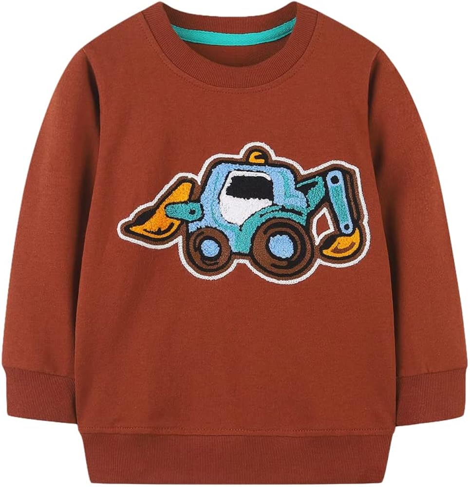 Toddler Boy's Cotton Crewneck Sweatshirt Long Sleeve Casual Pullover Shirts