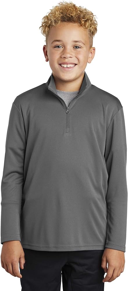 SPORT-TEK Youth PosiCharge Competitor 1/4-Zip Pullover S Grey Concrete