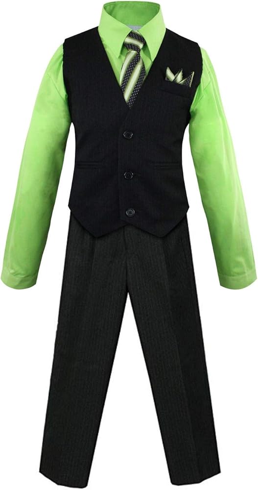 Toddler Boys' 4 Piece Vest Shirt Tie Pant and Hanky Set