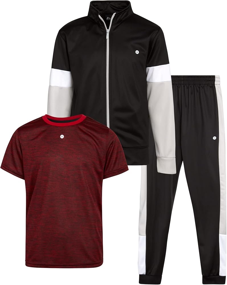 RBX Boys' Jogger Set - 3 Piece Tricot Sweatshirt, Sweatpants, and T-Shirt Tracksuit (8-12)