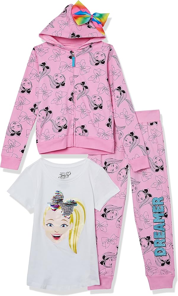 JoJo Siwa boys Hoodie Jogger Sweatpant Tee 3 Piece Bundle SetT-Shirt