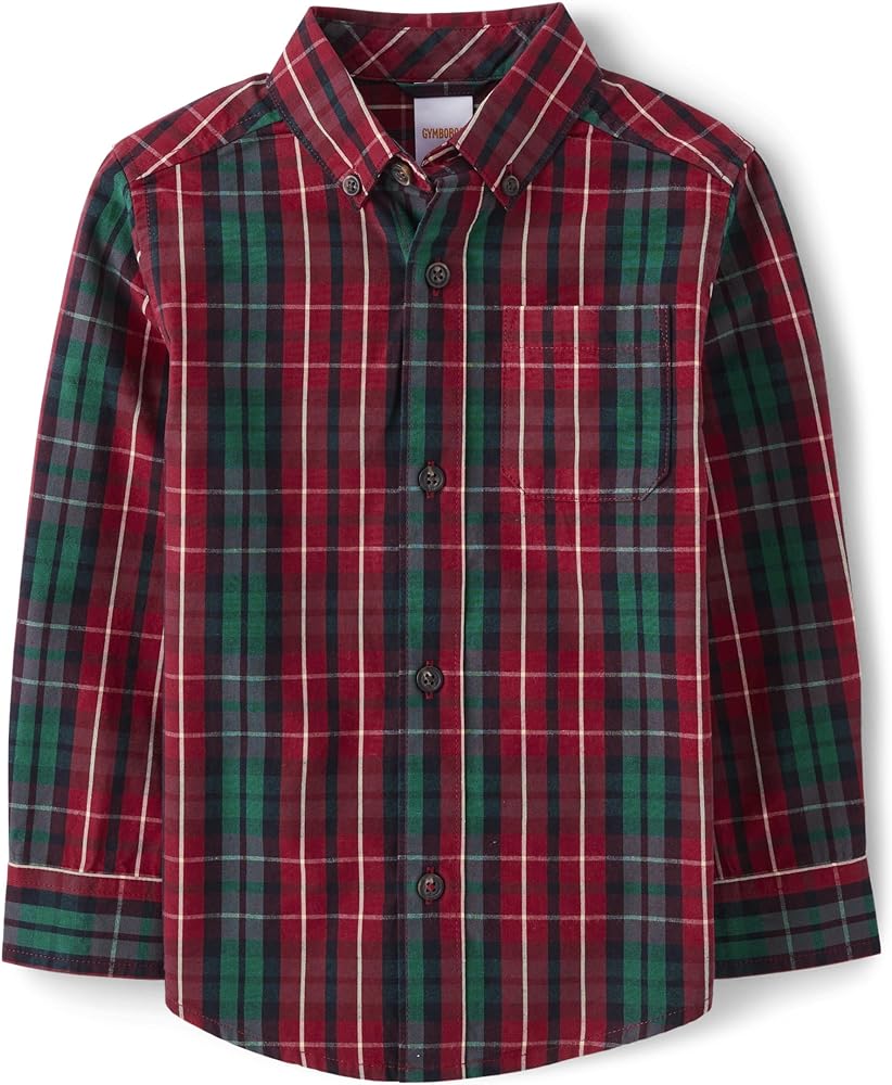 Gymboree Boys' and Toddler Long Sleeve Plaid Button Up Shirts