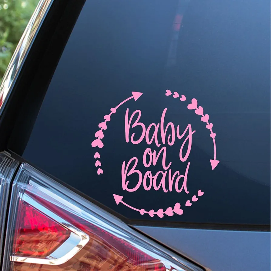 Sunset Graphics & Decals Baby On Board Decal Vinyl Car Sticker | Cars Trucks Vans Walls Laptop | Light Pink | 5.5 x 5.5 inches | SGD000002A