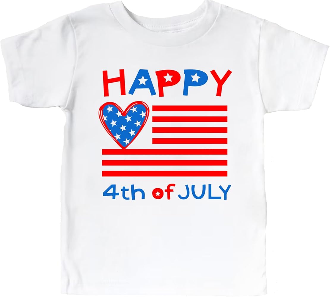 Toddler Boys 4th of July Shirts Kids American Flag T-Shirt Girls Patriotic Short Sleeve Tees Cotton Top Clothes 1-7T