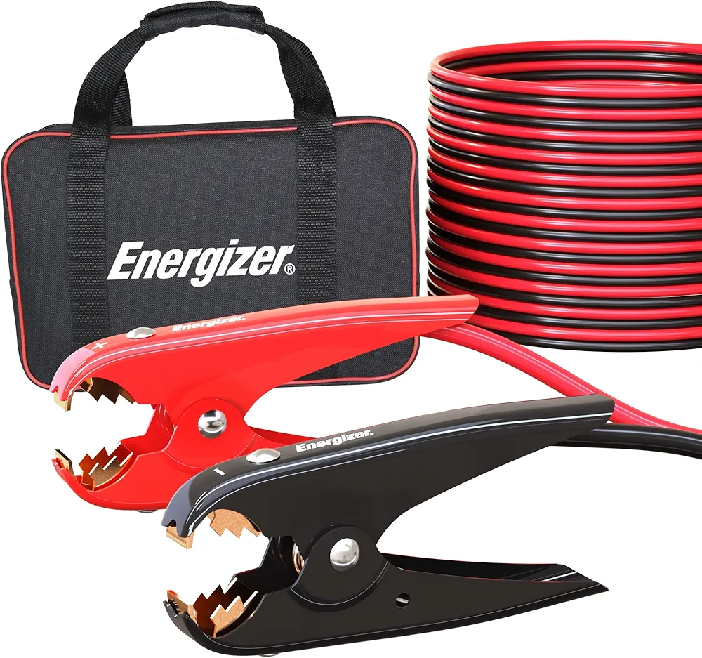 Energizer Jumper Cables for Car Battery, Heavy Duty Automotive Booster Cables for Jump Starting Dead or Weak Batteries with Carrying Bag Included (20-Feet (2-Gauge)