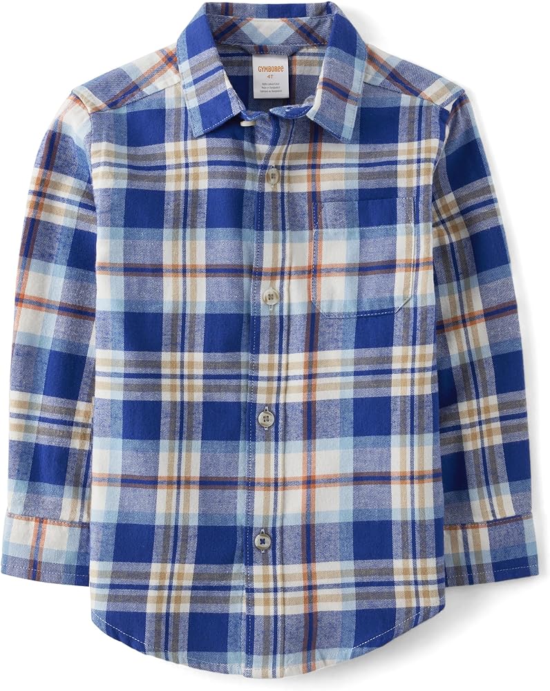 Gymboree,and Toddler Long Sleeve Button Up Shirt,Blue Checkered,8