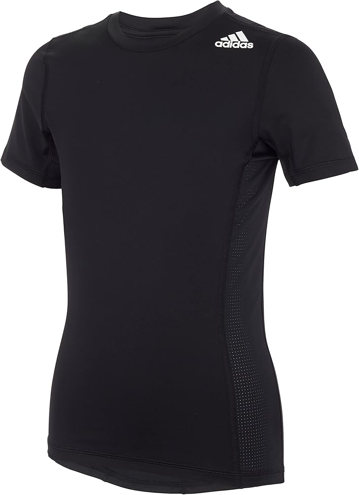 adidas Boys' Moisture Wicking Techfit Compression Shirt Short Sleeve