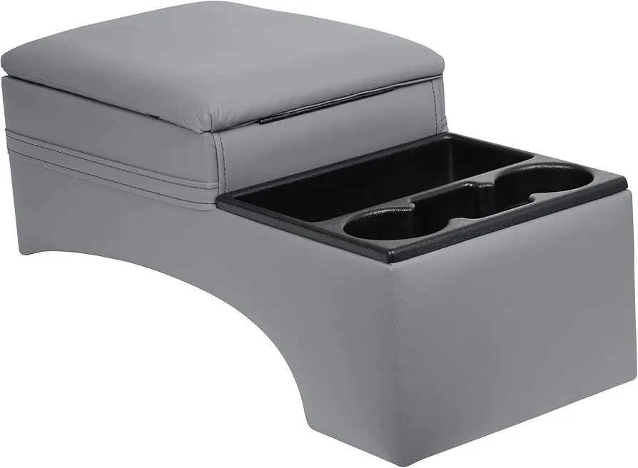 Heavy Duty Center Console for Truck Bench Seats, Vehicle Organizer, Large, Vinyl, Made in USA (Gray)