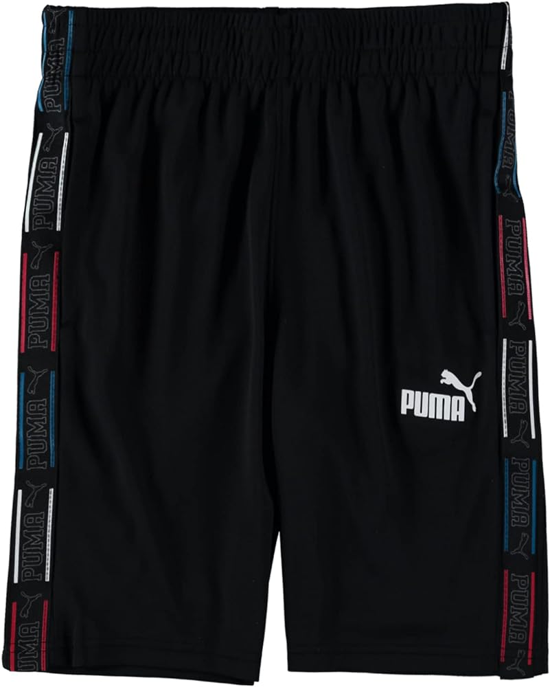 PUMA Boys' Core Essential Athletic Shorts (6, Mesh Tape Black)