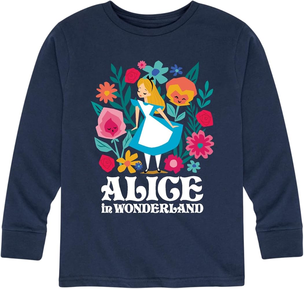 Disney Alice in Wonderland - Alice in Wonderland Flower Art - Toddler and Youth Long Sleeve Graphic T-Shirt