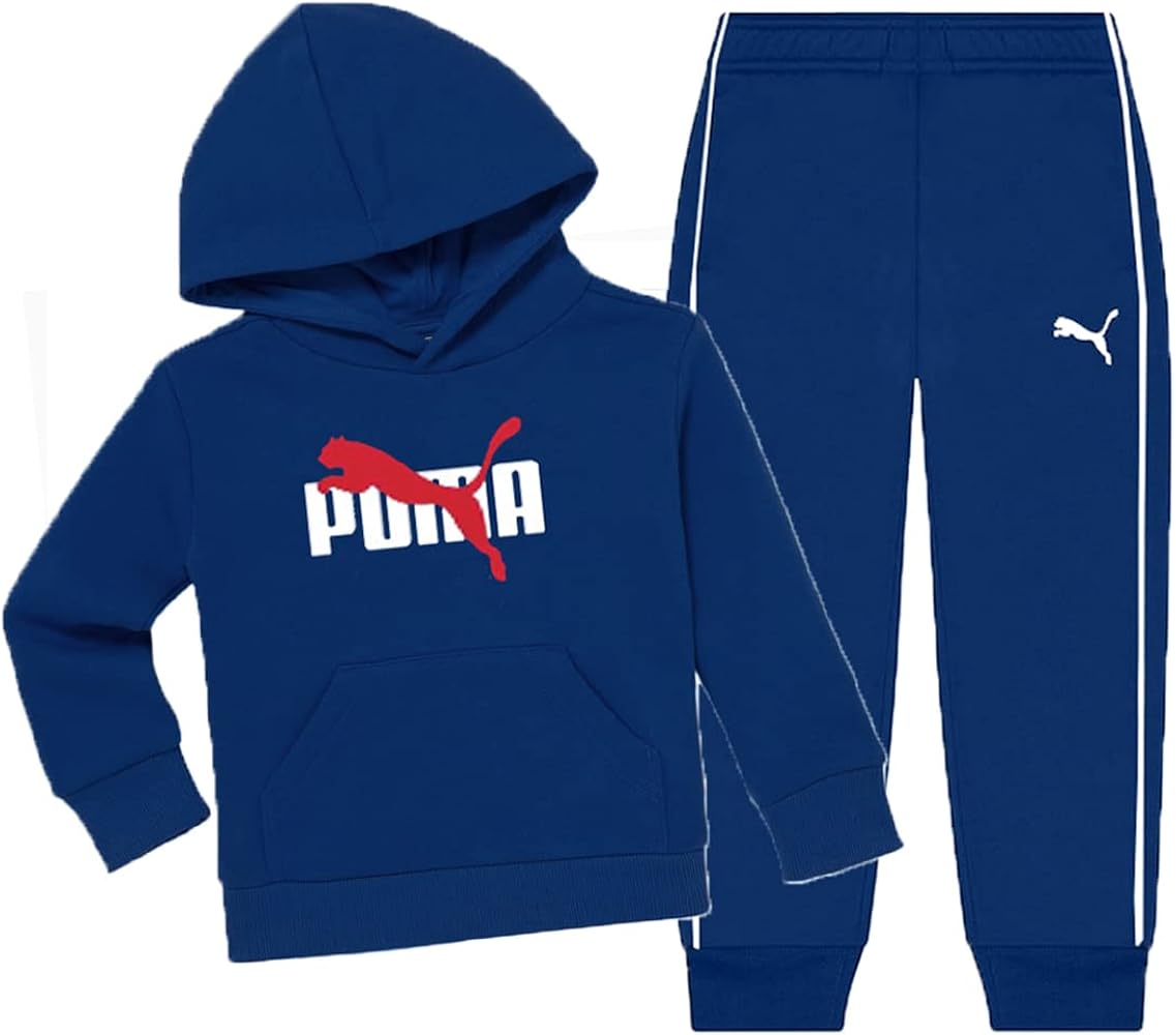 PUMA Youth Boys Sizes 8-16 2-Piece Pullover Fleece Hoodie & Jogger Set (Blazing Blue, Medium-10/12)