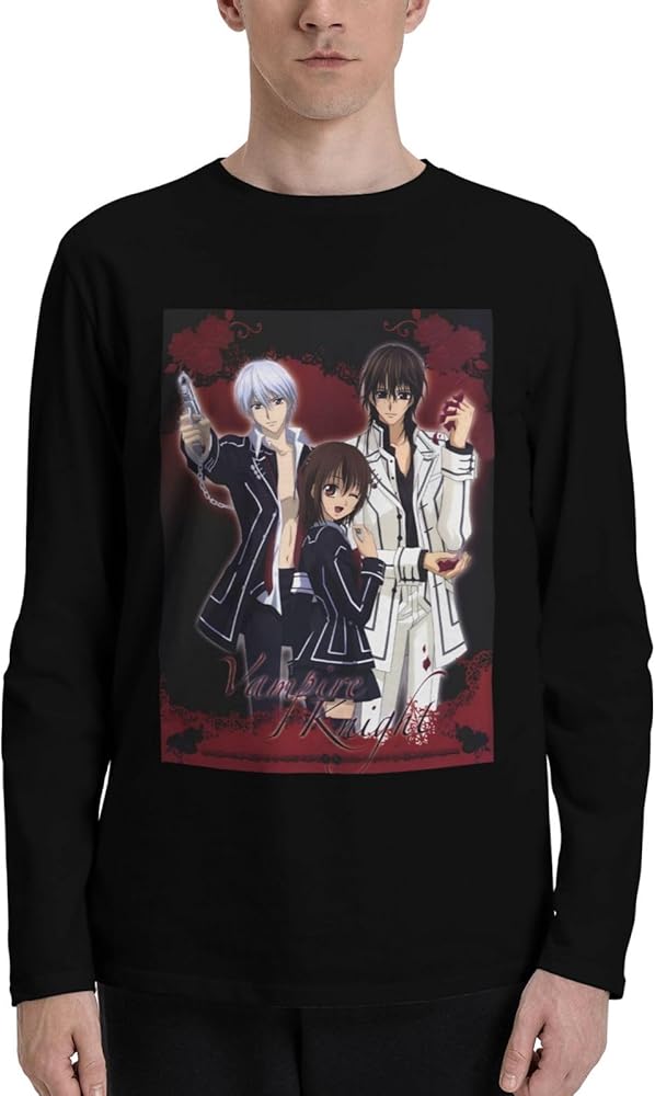 Anime Vampire Knight T Shirt Boy's Summer O-Neck Clothes Casual Long Sleeve Tee Black