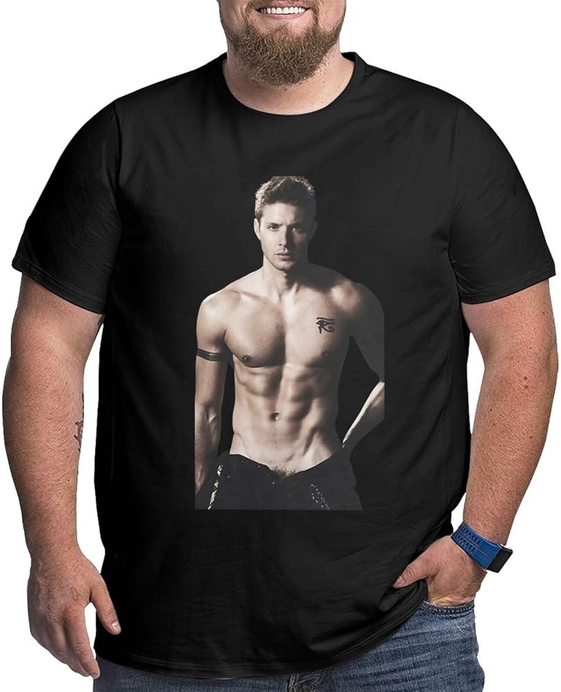 Jensen Ackles Plus-Size t Shirt Boys Fashion Loose Fit Round Neck Short Sleeve Big and Tall Cotton Top Tees