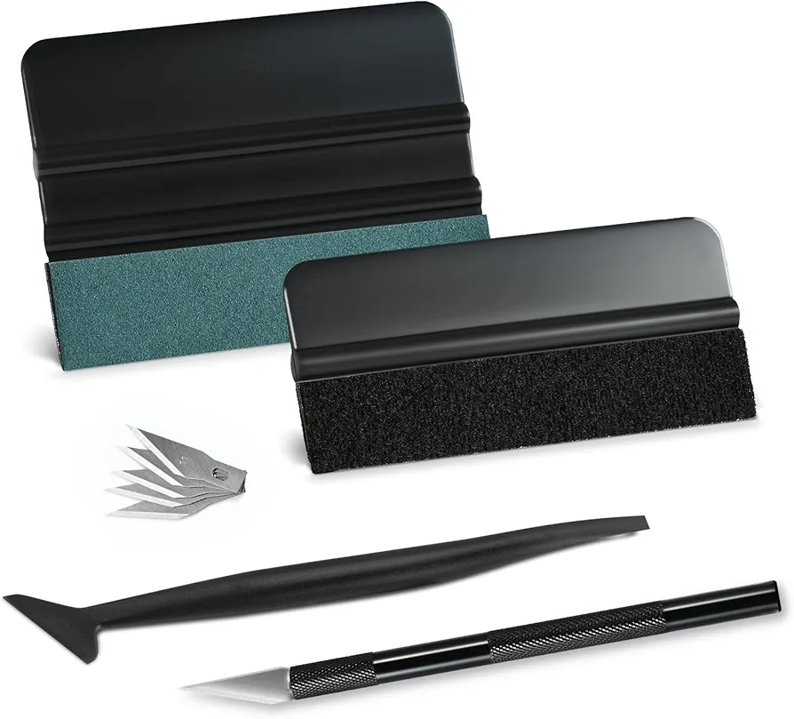 NEWISHTOOL Car Window Tint Installation Kit - Vinyl Wrap Tools With Felt Squeegee, Micro Squeegee, Razor Blade Knife