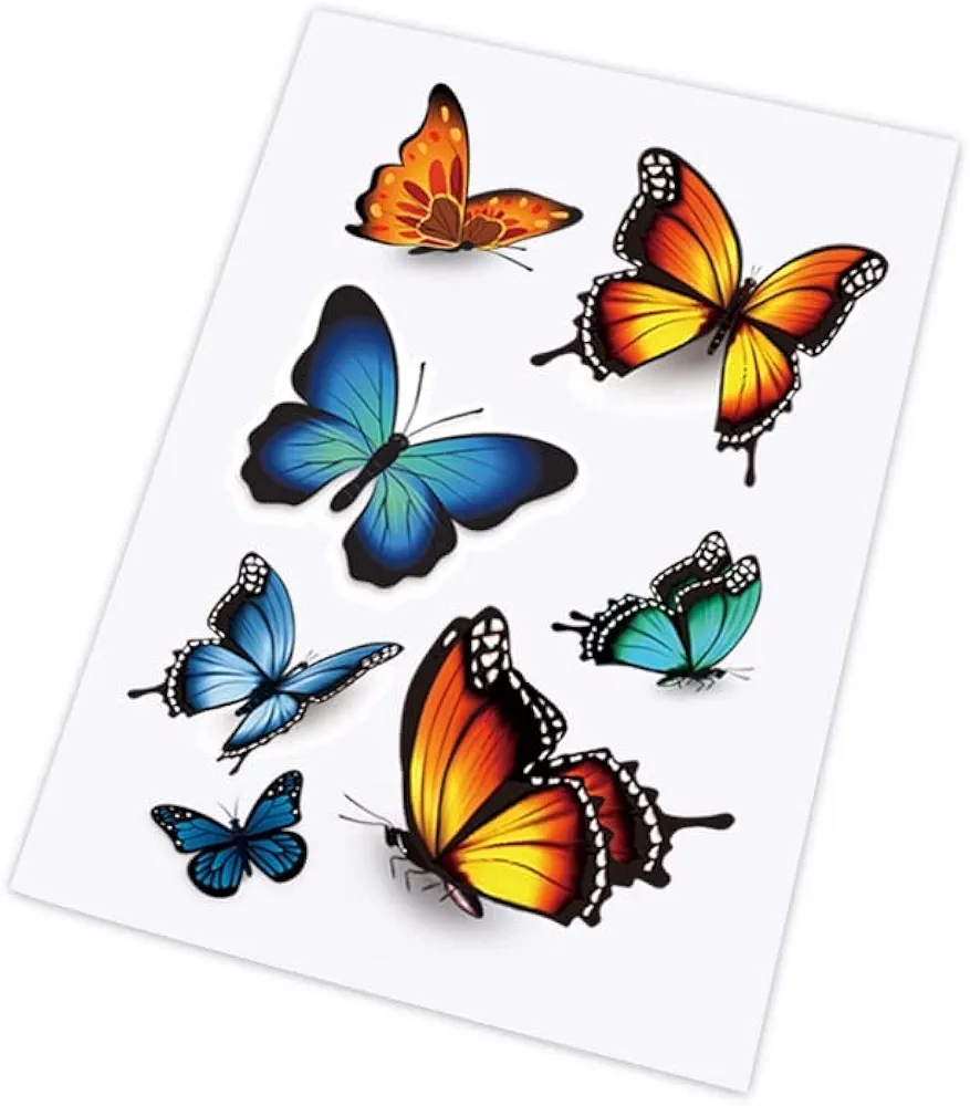 Butterfly Vinyl Car Stickers, Butterflies Insect Scratch Cover Waterproof Bumper Decals for Automotive, Motorcycle, Helmet, Luggage, Window, Wall, Home Decor, Easter (Type C)