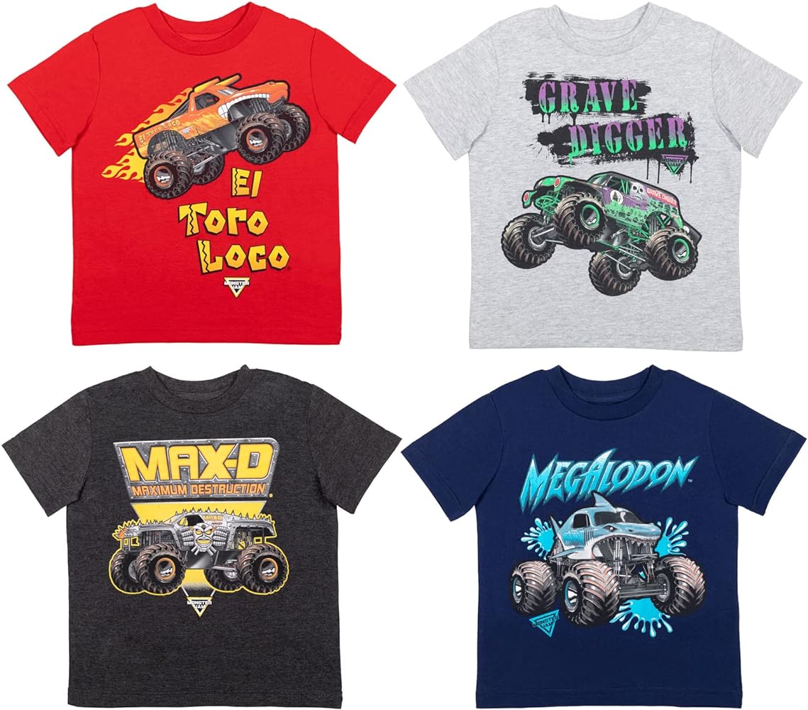 Monster Jam El Toro Loco Zombie Maximum Destruction 4 Pack Graphic T-Shirts Toddler to Big Kid