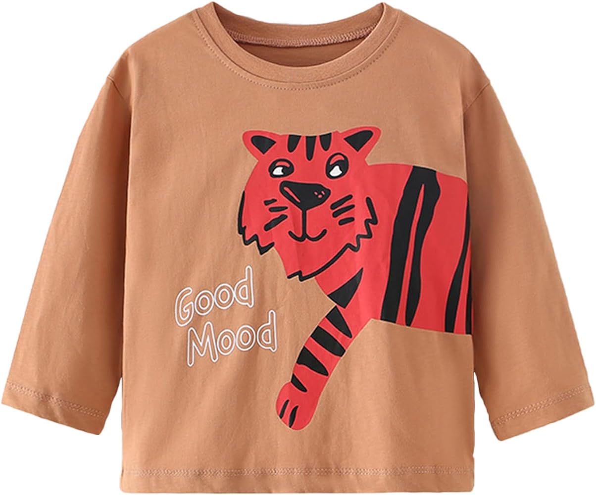 Geeda Toddler Boy' Graphic Long-Sleeve Tees Children's Autumn and Winter Bottom T-Shirt 2-7Years