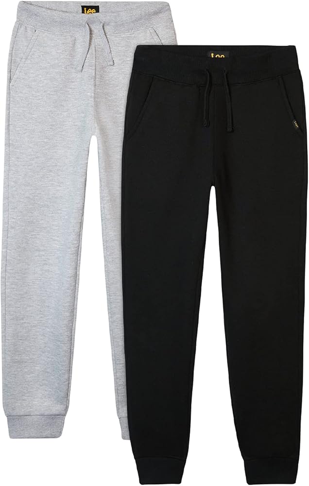 Lee Boys' Sweatpants - 2 Pack Basic Cozy Active Fleece Jogger Pants with Pockets for Boys (4-7)