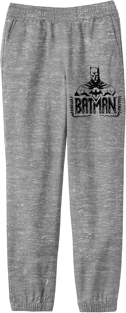 Bioworld Batman Character Portrait Youth Boy's Athletic Heather Gray Sweatpants