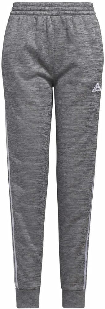 adidas Youth 3-Stripe Fleece Jogger (as1, Alpha, x_l, Regular, Heather Grey/White)