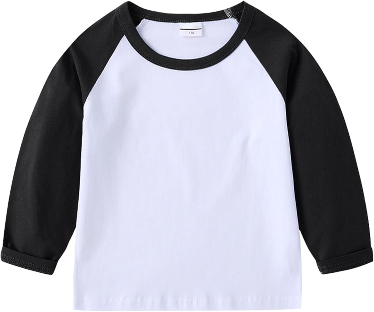 Toddler Boy T Shirts Basic Long Sleeve Color Matching T Shirt Pullover Casual Round Neck Tops Kids Boy Simple Tee Shirts