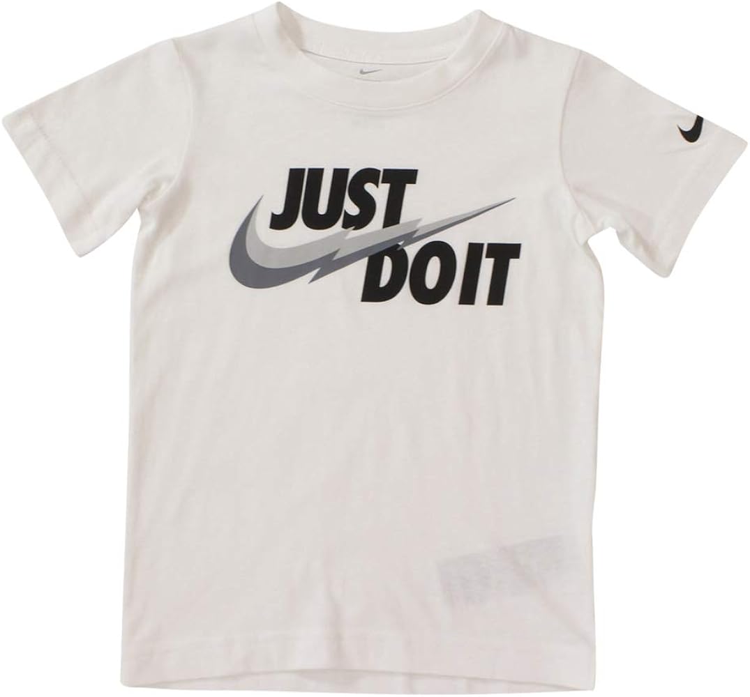 Nike Kids Boy's Just Do It Bolt Graphic Short Sleeve T-Shirt (Toddler/Little Kids) White 6 Little Kids