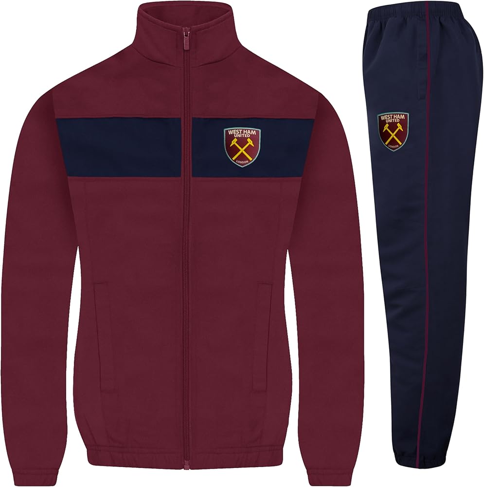 West Ham United FC Official Gift Boys Tracksuit Set Navy Claret 10-11 Years