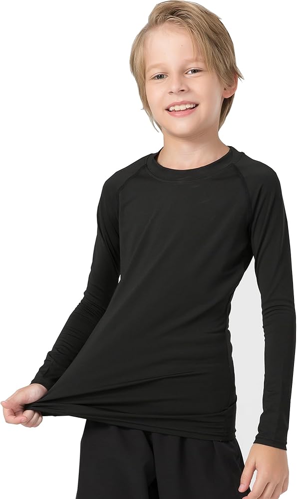 Youth Boys Compression Shirt Long Sleeve Quick Dry Sports Baselayer