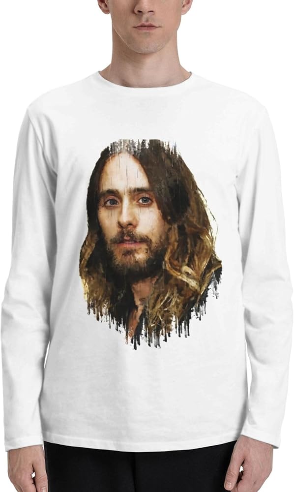 Jared Leto T Shirts Men's Loose Fit Casual Athletic Long Sleeve Crew Neck Cotton T Shirts Tops