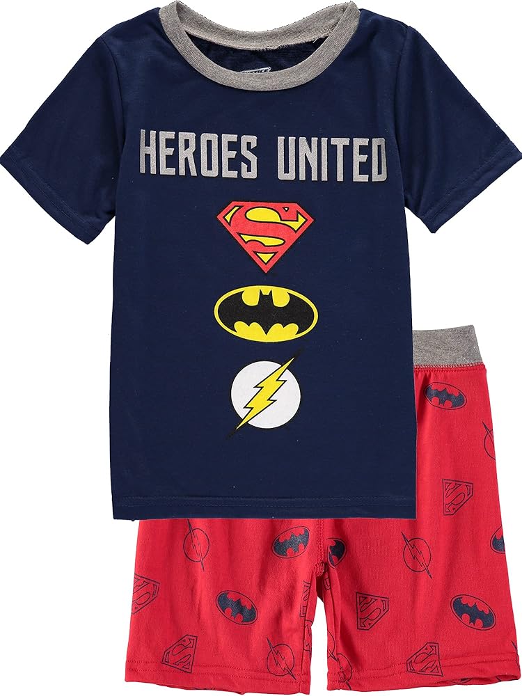 BATMAN Boys Short Sleeve T-Shirt and Shorts Lounge Set Superman The Flash