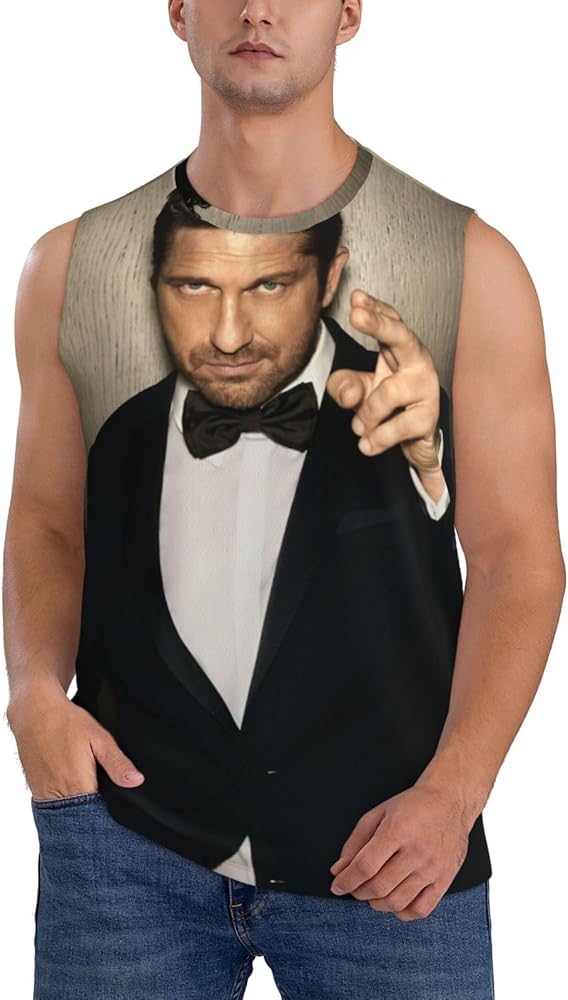 Gerard Butler Tank Top Boys Summer Casual Novelty Polyester Sleeveless Tee Shirts for Men