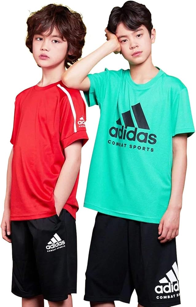 adidas Combat Sports Kids Summer Activewear 2 Shirts and 2 Shorts 4pc Bundle - 2 Color Set