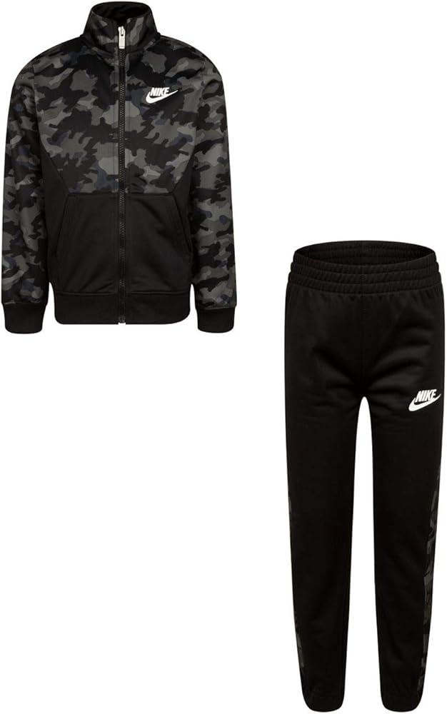 Nike Boy`s Therma Dri Fit Jacket & Pants 2 Piece Set (Black(76H109-023)/Camo, 6)