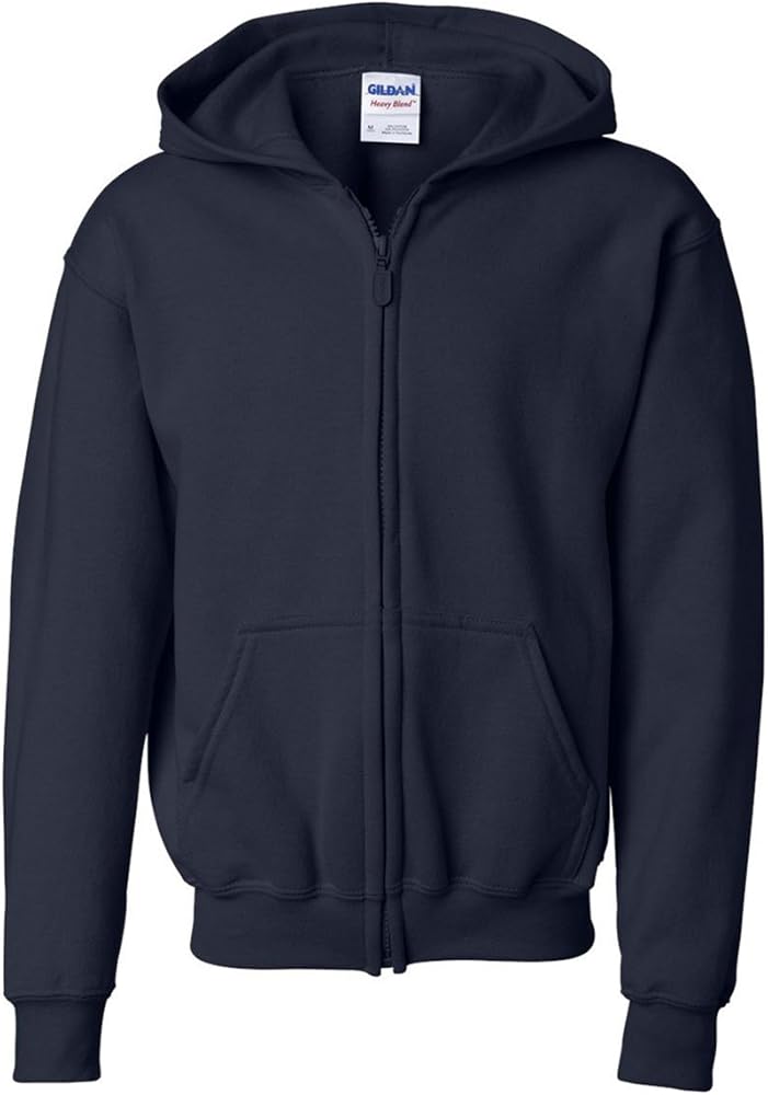 Gildan Boys Heavy Blend Full-Zip Hooded Sweatshirt(G186B)-Navy-L