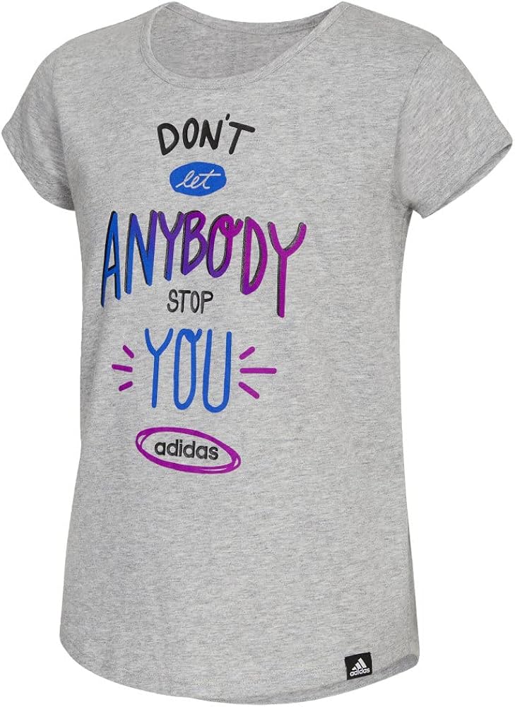 adidas Girls' Short Sleeve Scoop Neck Graphic Tee